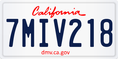 CA license plate 7MIV218