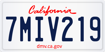 CA license plate 7MIV219