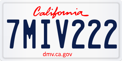 CA license plate 7MIV222