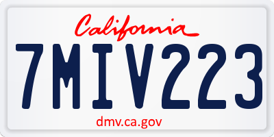 CA license plate 7MIV223