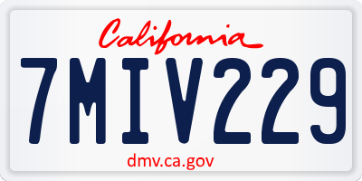 CA license plate 7MIV229