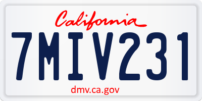 CA license plate 7MIV231