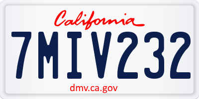 CA license plate 7MIV232