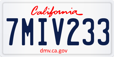 CA license plate 7MIV233