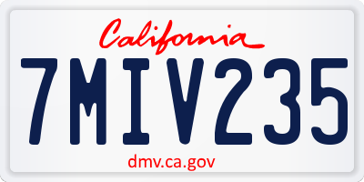 CA license plate 7MIV235