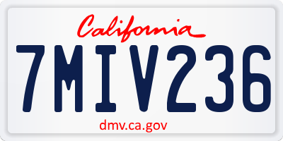 CA license plate 7MIV236