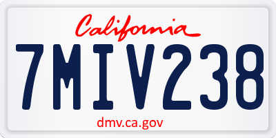 CA license plate 7MIV238