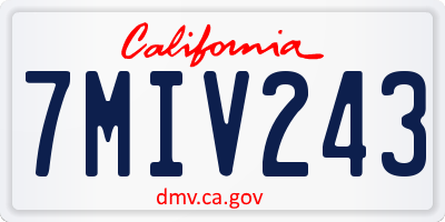 CA license plate 7MIV243