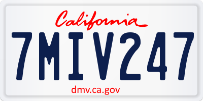 CA license plate 7MIV247