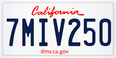 CA license plate 7MIV250
