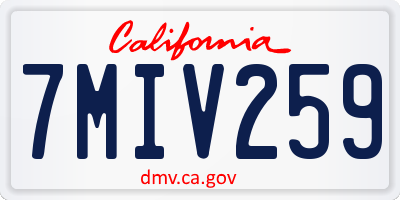CA license plate 7MIV259