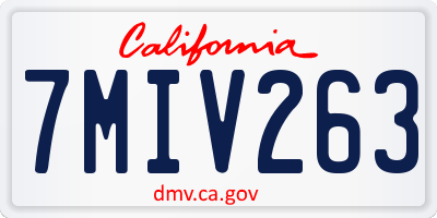 CA license plate 7MIV263