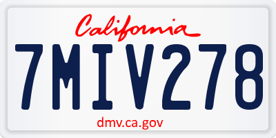 CA license plate 7MIV278