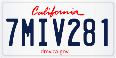 CA license plate 7MIV281
