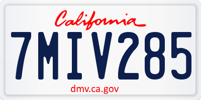 CA license plate 7MIV285