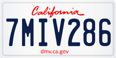 CA license plate 7MIV286