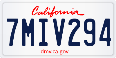CA license plate 7MIV294