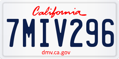 CA license plate 7MIV296