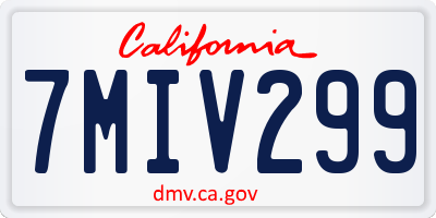 CA license plate 7MIV299
