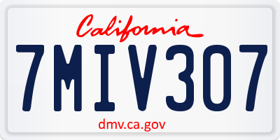 CA license plate 7MIV307