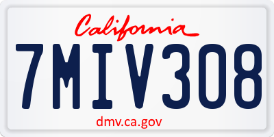 CA license plate 7MIV308