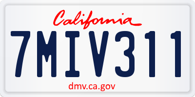 CA license plate 7MIV311