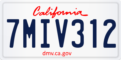 CA license plate 7MIV312