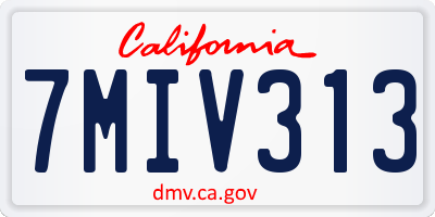 CA license plate 7MIV313