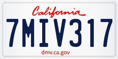 CA license plate 7MIV317