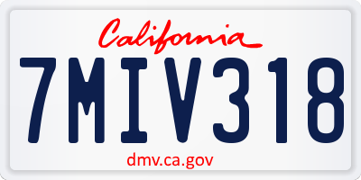 CA license plate 7MIV318