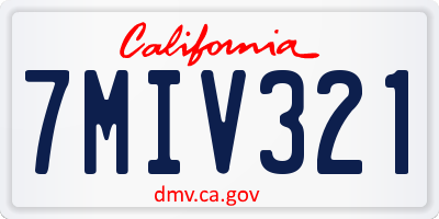 CA license plate 7MIV321