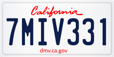 CA license plate 7MIV331