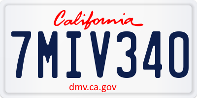 CA license plate 7MIV340
