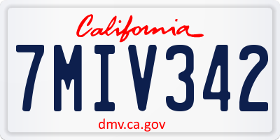 CA license plate 7MIV342