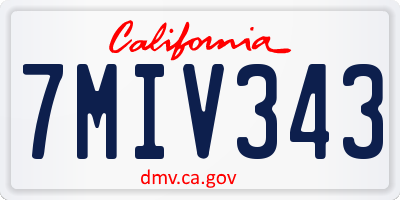 CA license plate 7MIV343