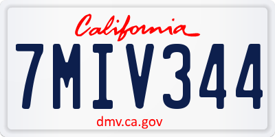 CA license plate 7MIV344
