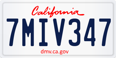 CA license plate 7MIV347
