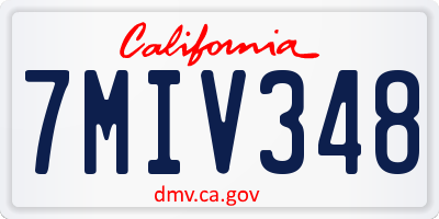 CA license plate 7MIV348