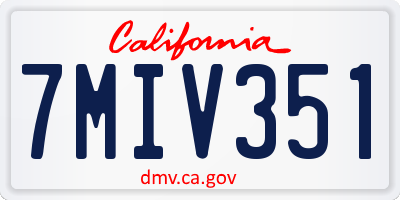 CA license plate 7MIV351