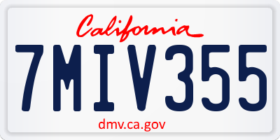 CA license plate 7MIV355