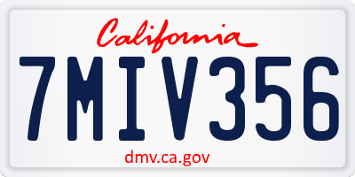 CA license plate 7MIV356