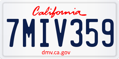 CA license plate 7MIV359
