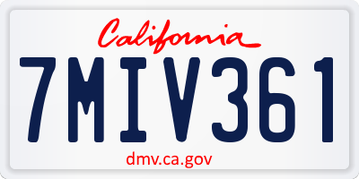 CA license plate 7MIV361