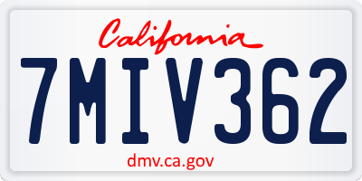 CA license plate 7MIV362