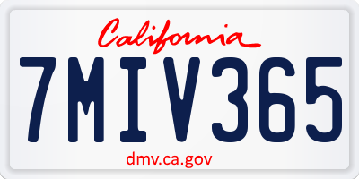 CA license plate 7MIV365