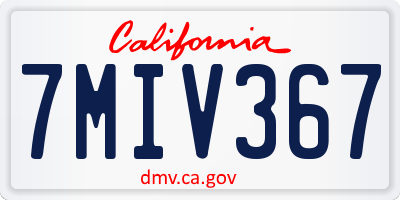 CA license plate 7MIV367