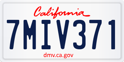 CA license plate 7MIV371