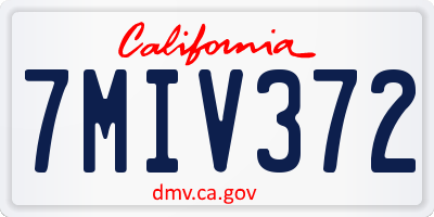 CA license plate 7MIV372
