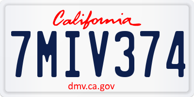 CA license plate 7MIV374