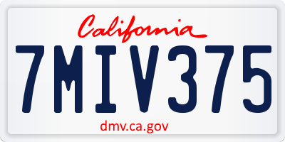 CA license plate 7MIV375